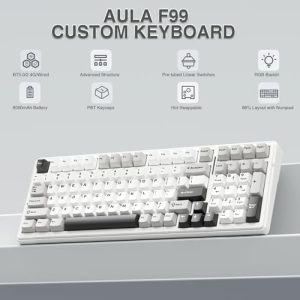 AULA Teclado mecánico inalámbrico F99, triple modo BT5.0/2.4GHz/USB-C, - Imagen 3