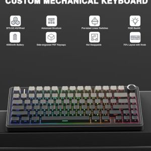 AULA Teclado mecánico inalámbrico F75 Pro, 75% teclado personalizado i - Imagen 3