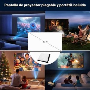 TMY Mini proyector, proyector Bluetooth mejorado con pantalla, proyect - Imagen 3