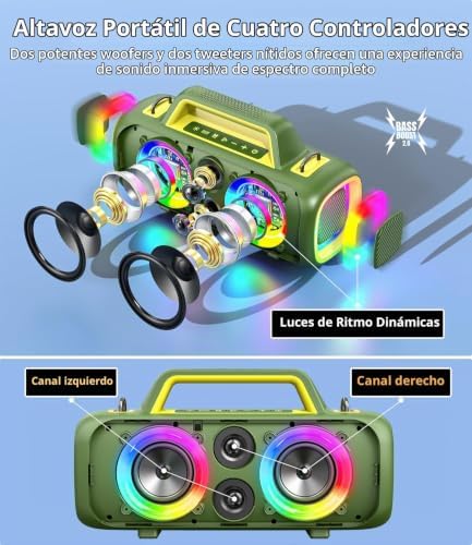 Altavoz Bluetooth portátil inalámbrico, sonido fuerte de 140 W (máximo - Imagen 3