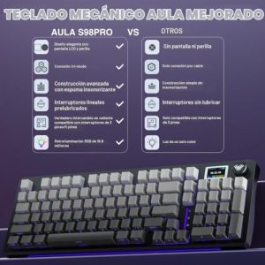 AULA Teclado mecánico inalámbrico S98 Pro con pantalla y perilla, 2.4 - Imagen 3