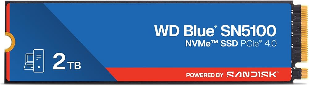 WD Blue SN5100 SSD NVMe de 2 TB - M.2 2280, PCIe Gen 4.0, unidad inter