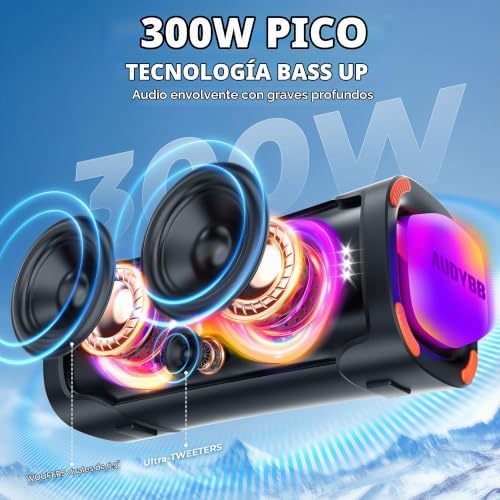 Altavoz Bluetooth de 300 W pico con 1 micrófono, subwoofer inalámbrico - Imagen 3