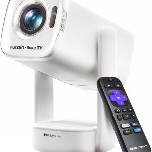 Aurzen Roku TV Proyector portátil inteligente alimentado por USB-C con