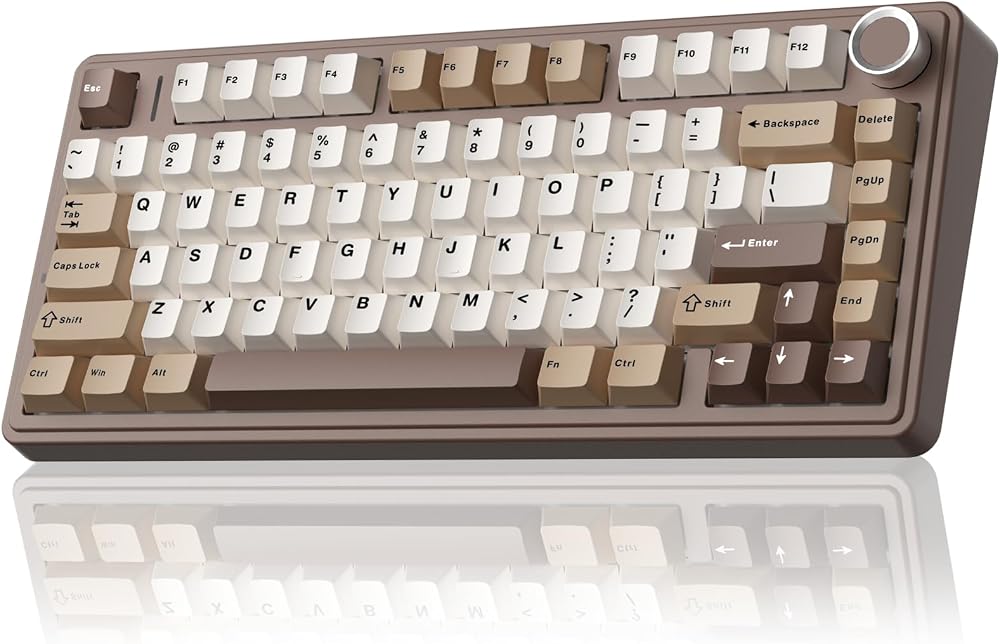 AULA Teclado mecánico inalámbrico F75 75%, teclado cremoso intercambia