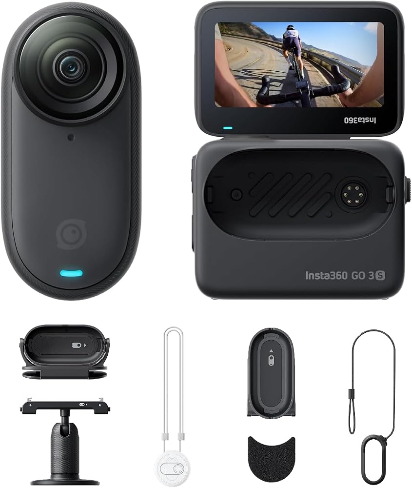 Insta360 GO 3S - Paquete POV de ciclismo – 128 GB negro 4K pequeña cám