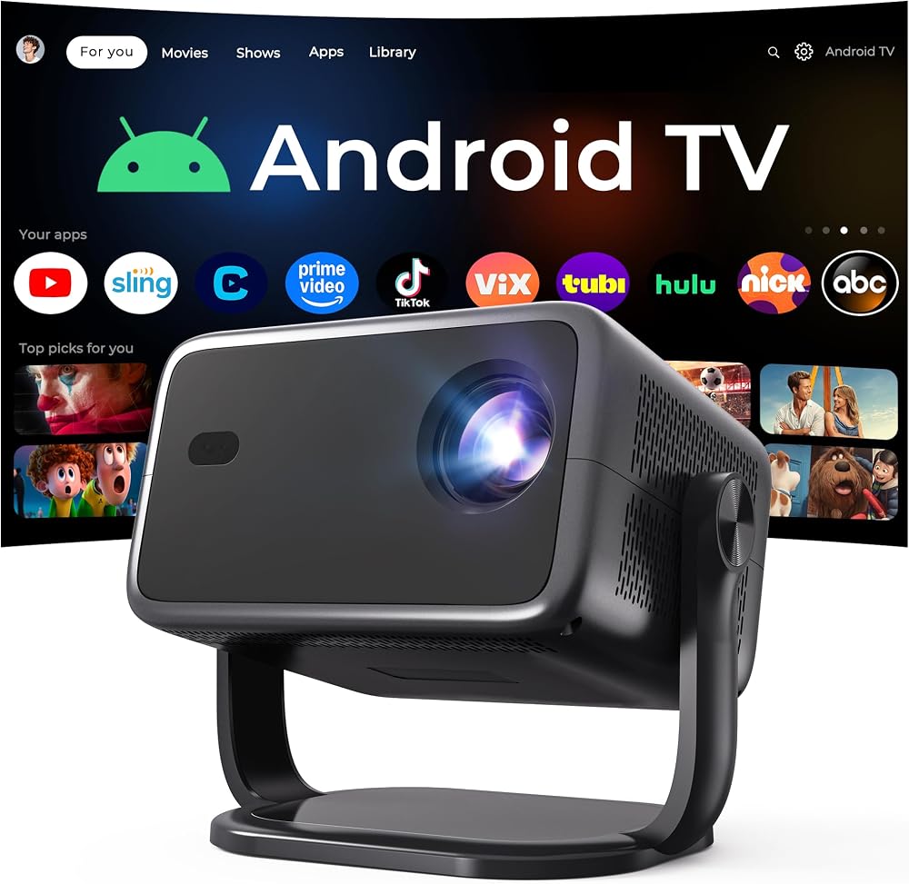 Proyector inteligente con WiFi 6 y Bluetooth 5.4, 800 ANSI nativo 1080