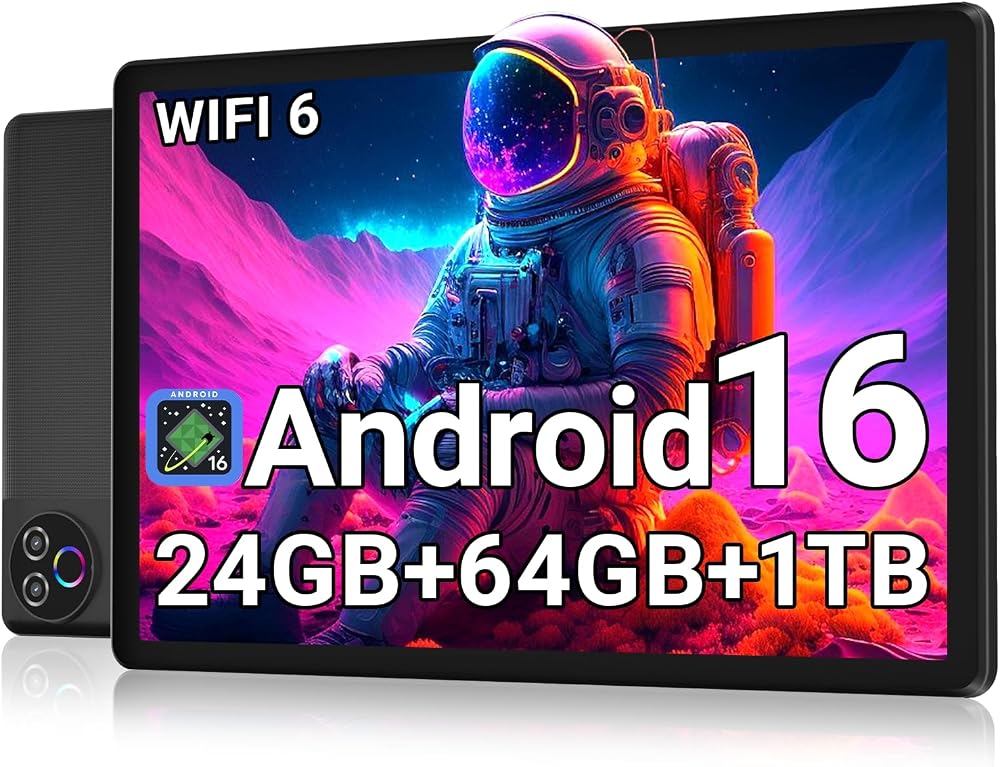 Android 16 Tablet 10 pulgadas, 24GB RAM 64GB ROM 1TB, HD IPS, WiFi ráp