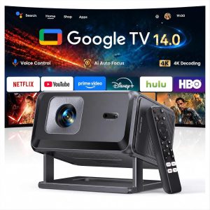Portable Smart Projector [Google TV 14.0 & 4K Support & Dolby] with Wi