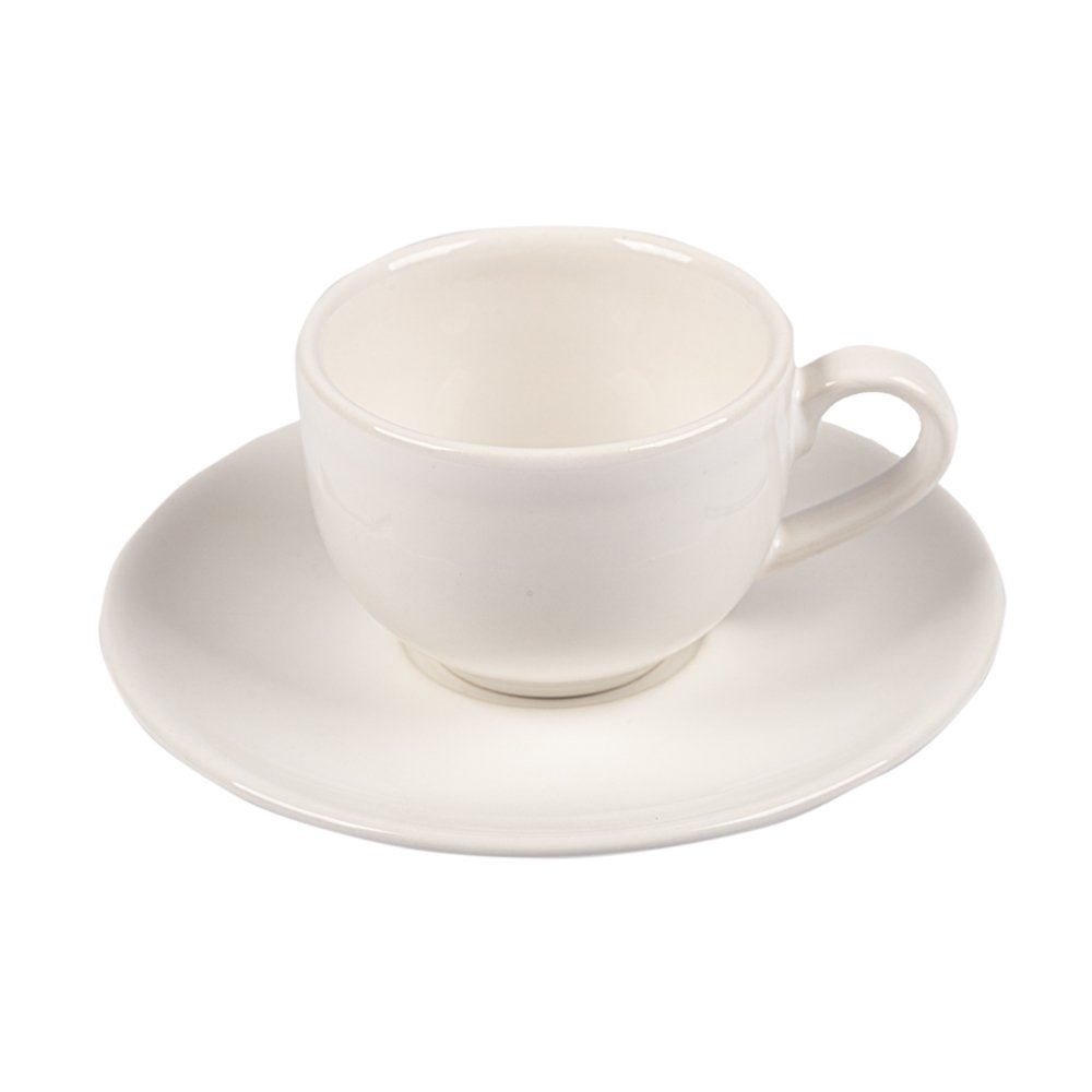 Juego de 6 tazas Té con platito blanco