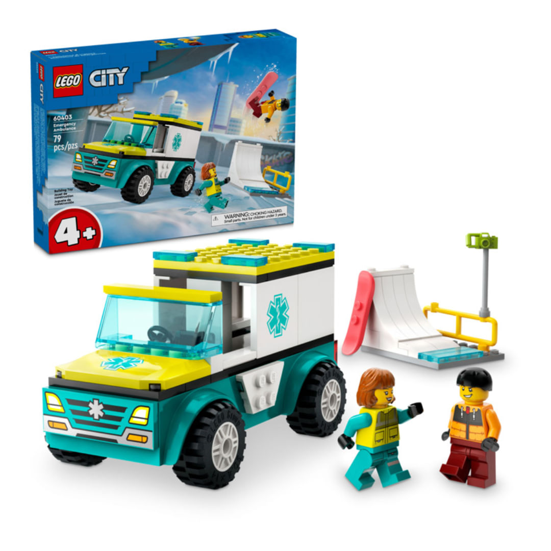 Ambulancia De Emergencias Y Chico Con Snowboard - Imagen 2