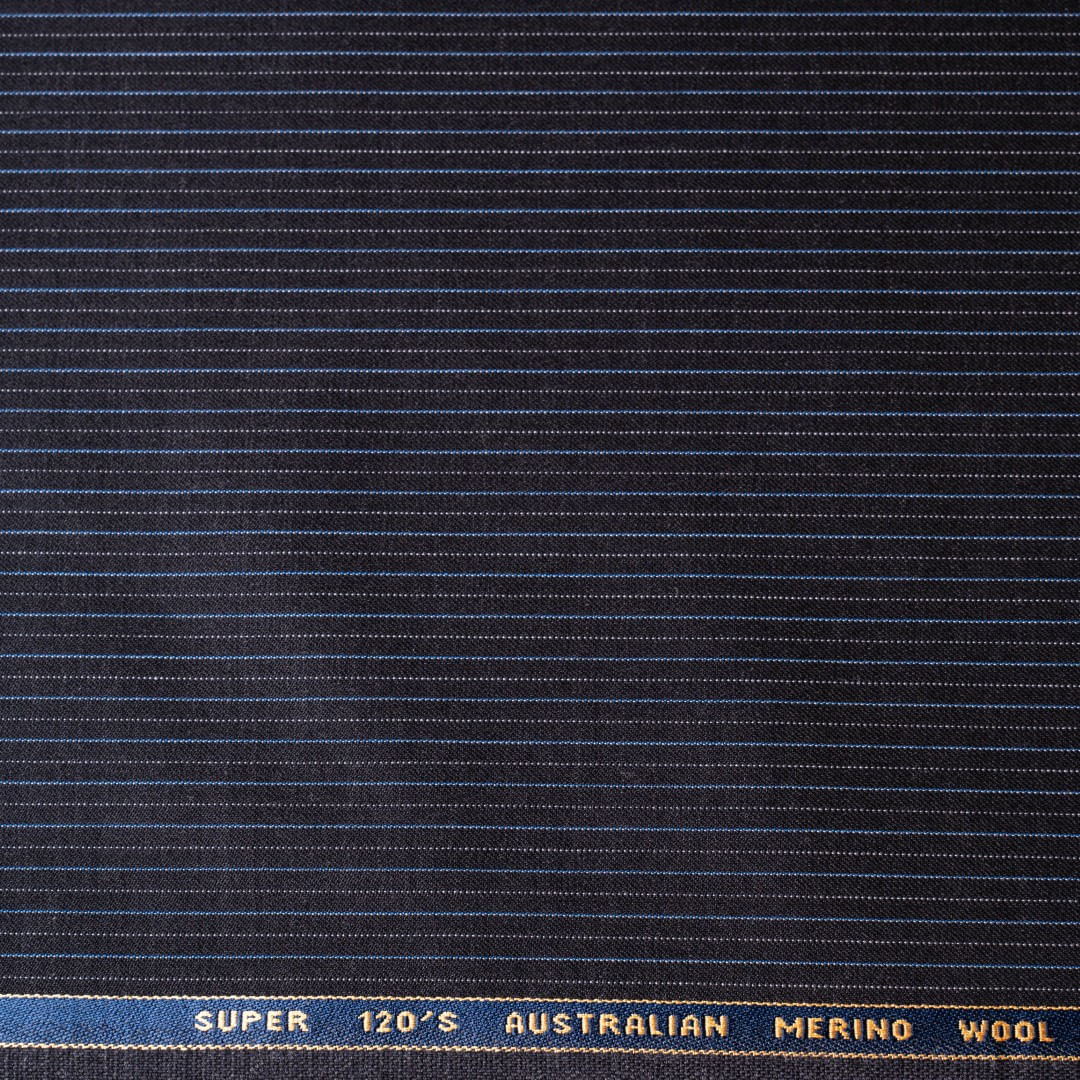 Tela Casimir Inglés Super 120 Negro Rayita Por Metro - Imagen 2