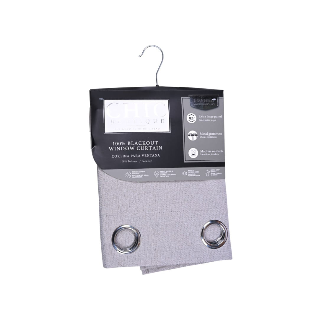 Cortina Blackout Un Panel Extra Largo Crema Chic