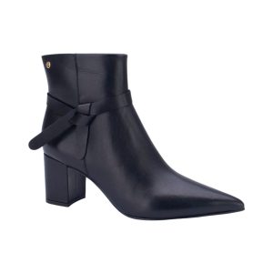 Bota Taco 10 Cm Con Moño Negro Mujer Lia Line