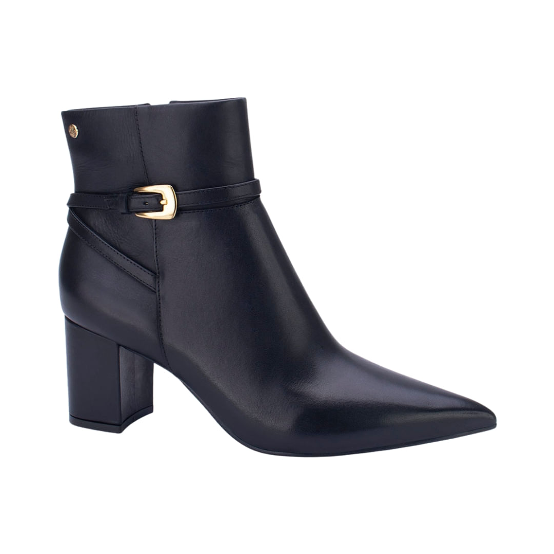 Bota Taco 10 Cm Con Hebilla Al Costado Negro Mujer Lia Line