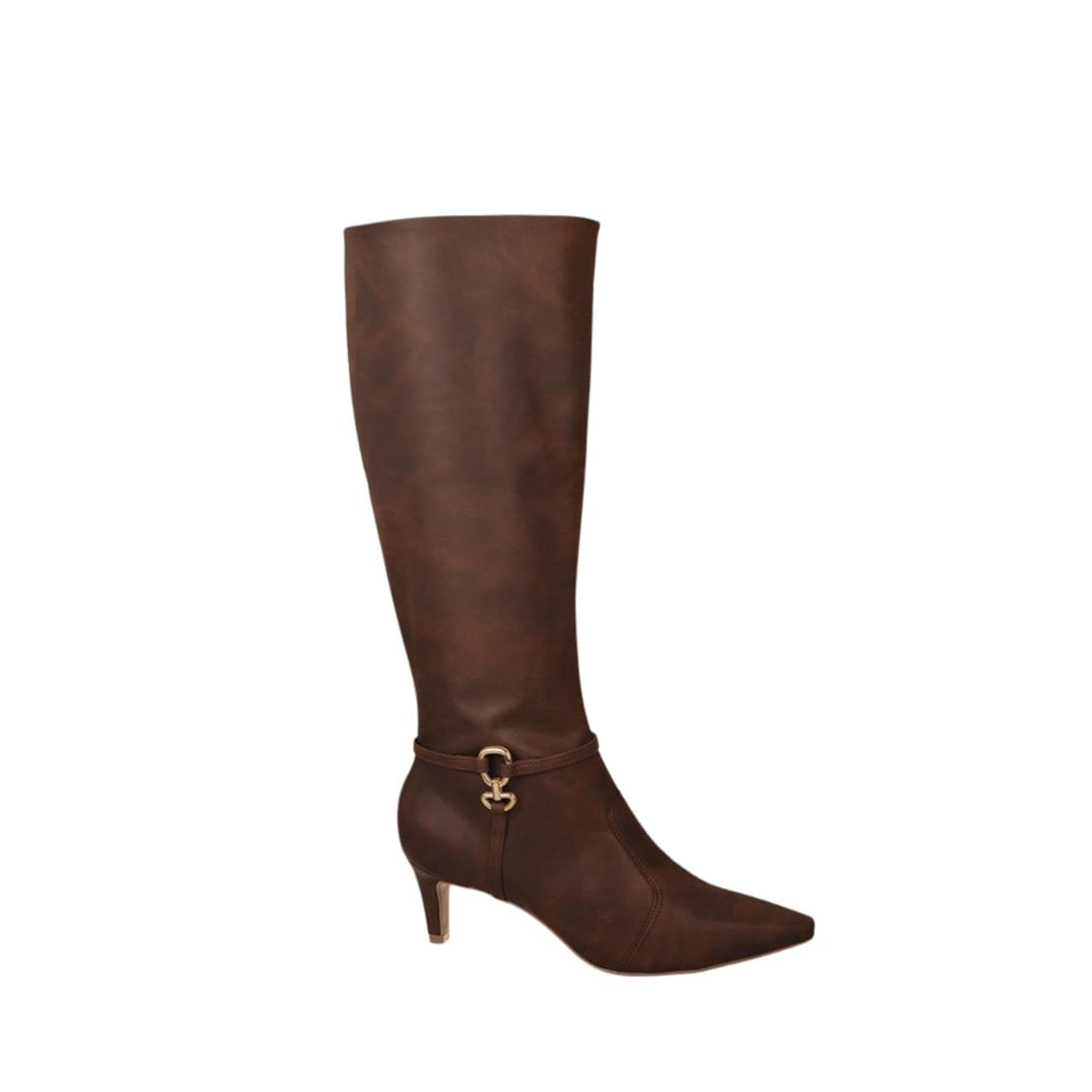 Bota Caño Alto Taco Fino 7 Cm Marrón Rústico Mujer Bebece