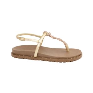 Sandalia Con Brillo Dedo Trenzada Dorado Mujer Tiare