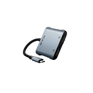 Alternative view of Adaptador USB-C Multifunción 2 HDMI + USB-C + USB-A 8K/60Hz 100W Gris