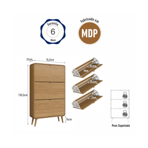 Zapatero Batiente 3Pts M03871 Roble - Imagen 3