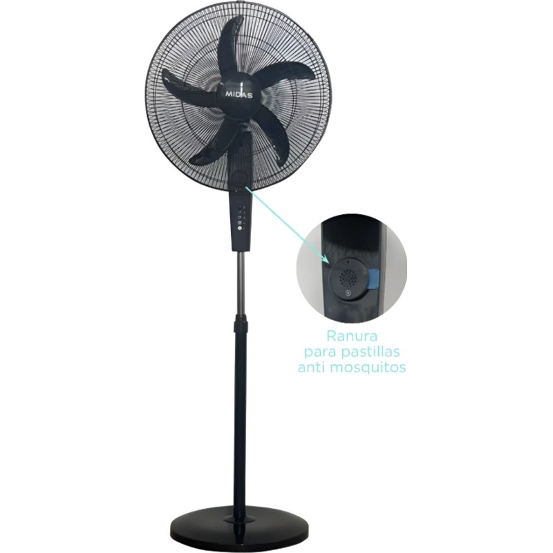 Ventilador Midas De Pie 20 Repelente Mosquifan 65W Negro