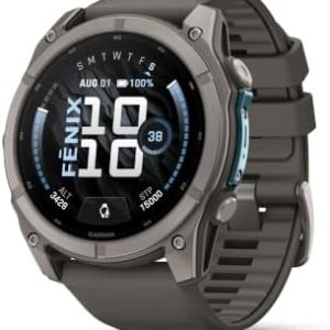 Alternative view of Garmin fēnix® 9, titanio, 2.008 in, gris guijarro