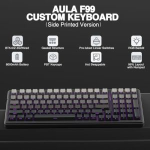 AULA Teclado mecánico inalámbrico F99, estructura de junta teclado per - Image 3