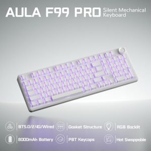 Aula F99 Pro Teclado mecánico silencioso inalámbrico de oficina con pe - Image 3
