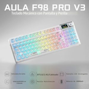 Aula F98Pro V3 Teclado mecánico inalámbrico transparente para juegos c - Image 3