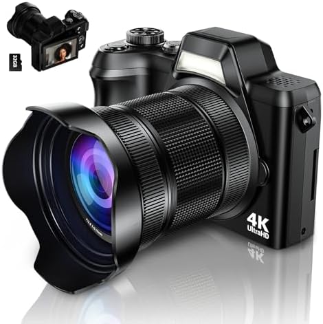 Cámara digital 4K de 56MP con tarjeta SD de 32 GB, color negro profund - Image 2