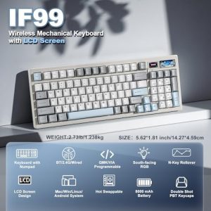 YUNZII IF99 Teclado mecánico inalámbrico para videojuegos con pantalla - Image 3