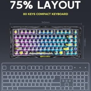 GravaStar Mercury K1 Lite 75% Gaming Keyboard, 2.4GHz/BT/Wired Tri-Mod - Image 3