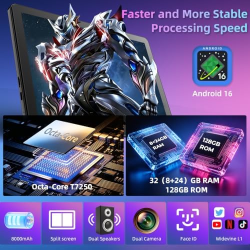 Tablet de 11 pulgadas con teclado, tableta Android 16 con procesador O - Image 3