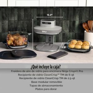 Ninja Crispi Pro - Freidora de aire de vidrio, 6 en 1, hueso, AS101LG - Image 3