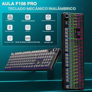 AULA F108 PRO - Teclado mecánico inalámbrico con pantalla y perilla, t - Image 3