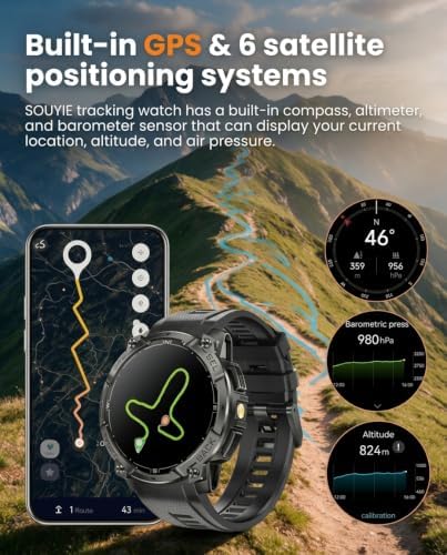 Reloj inteligente militar para hombre, GPS integrado, llamada Bluetoot - Image 3