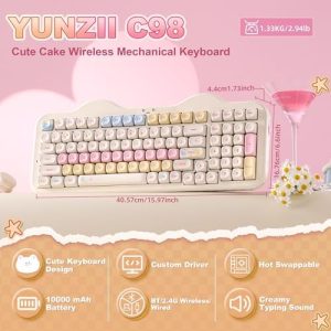 YUNZII C98 Cute Cake Teclado mecánico inalámbrico (beige, interruptor - Image 3