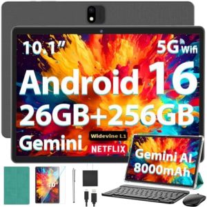 Alternative view of Tableta de 10 pulgadas con teclado, Gemini AI Android 16 Tablet con 26