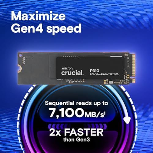 Crucial SSD P310 de 2 TB, PCIe Gen4 NVMe M.2 2280, hasta 7,100 MB/s, p - Imagen 3