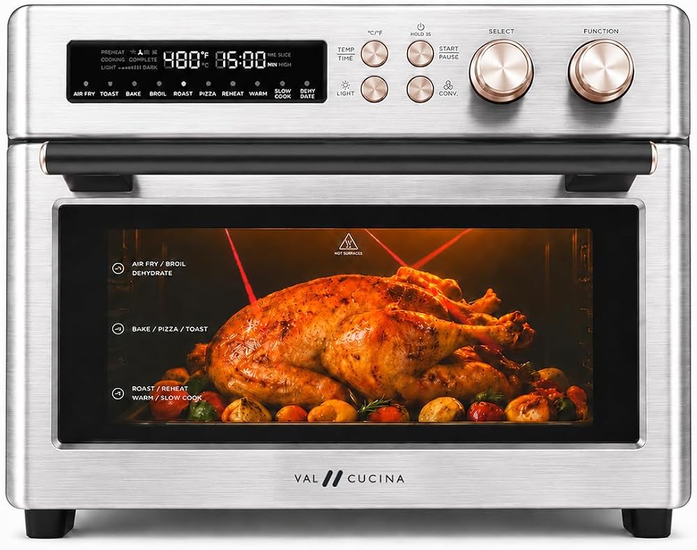 VAL CUCINA - Horno tostador retro con calefacción infrarroja, horno de