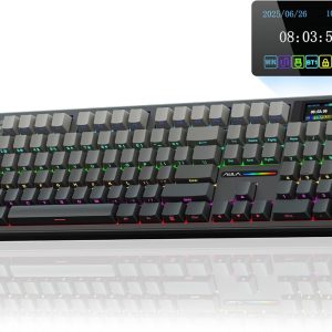 AULA F108 PRO - Teclado mecánico inalámbrico con pantalla y perilla, t