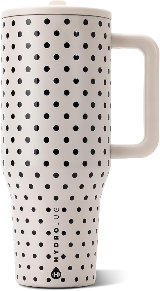 HydroJug Polka Dot Traveler - Vaso aislado de 40 onzas, vainilla franc