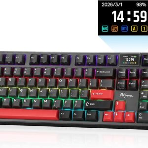 RK ROYAL KLUDGE Teclado mecánico inalámbrico S104 con pantalla y peril