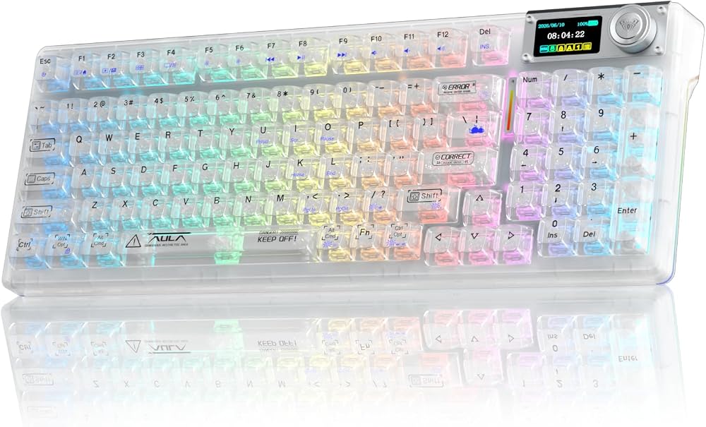 Aula F98Pro V3 Teclado mecánico inalámbrico transparente para juegos c