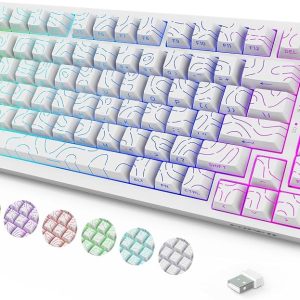 Teclado mecánico inalámbrico retroiluminado para juegos con perilla
