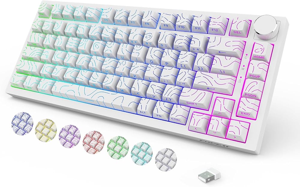 Teclado mecánico inalámbrico retroiluminado para juegos con perilla