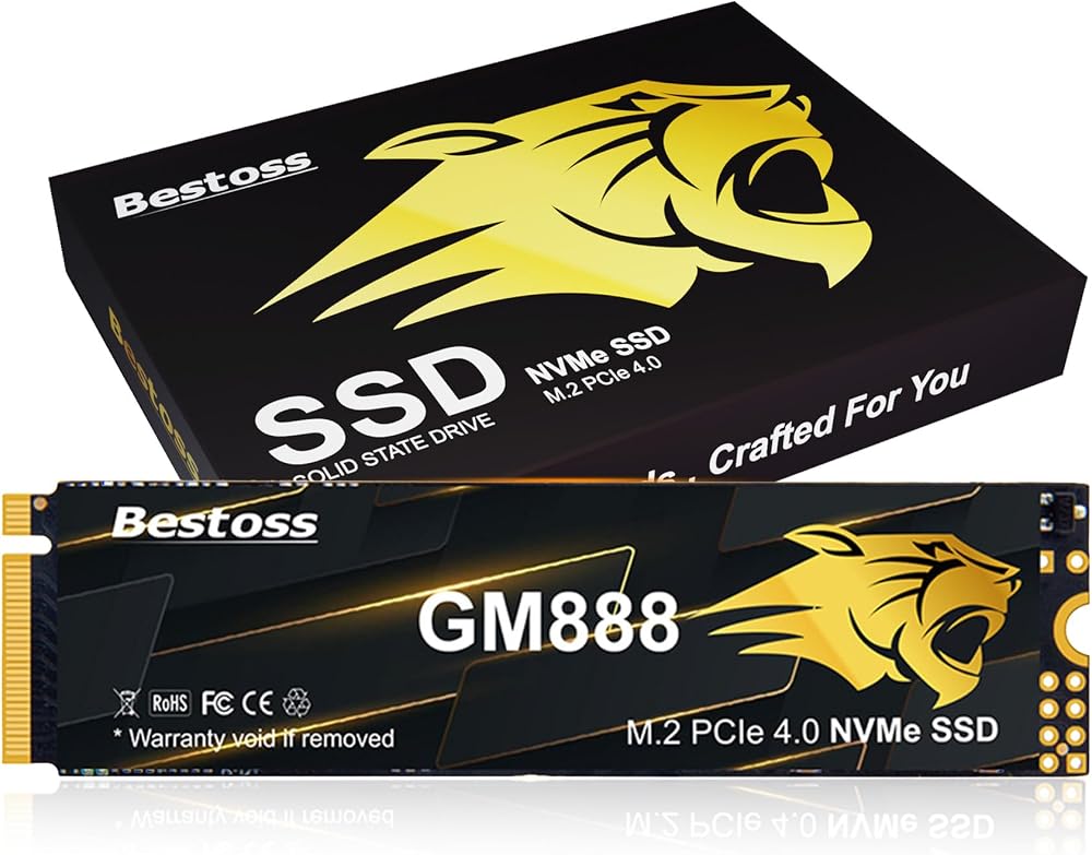 SSD NVMe PCIe 4.0 M.2 2280 de 512 GB para PC, PS5, portátiles, hasta 7