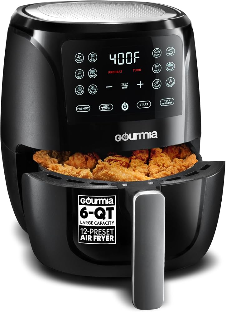 Gourmia Freidora de aire - Capacidad grande de 6 cuartos de galón, Fry