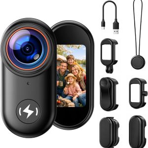Mini cámara corporal 4K con tarjeta de 64 GB, cámara de acción de pulg