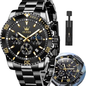 OLEVS Relojes para hombre, de cara grande, de acero inoxidable, resist