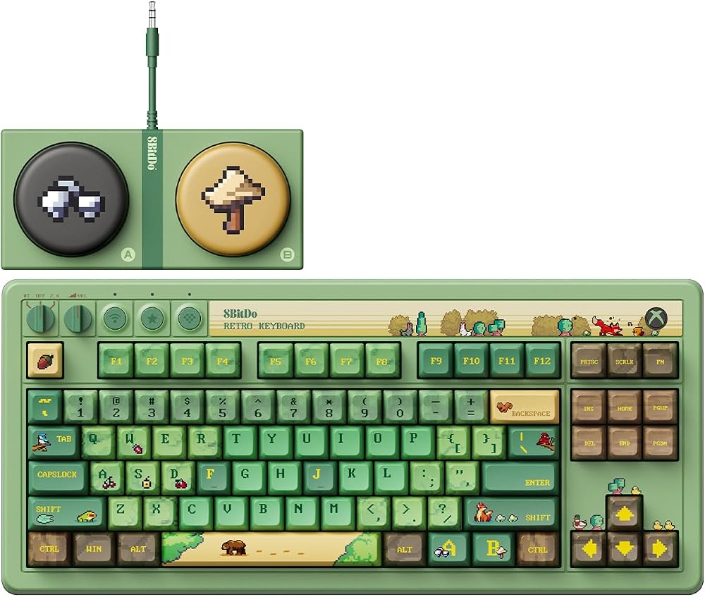 8Bitdo Teclado mecánico Retro 87 para PC con Windows y Android, Forest